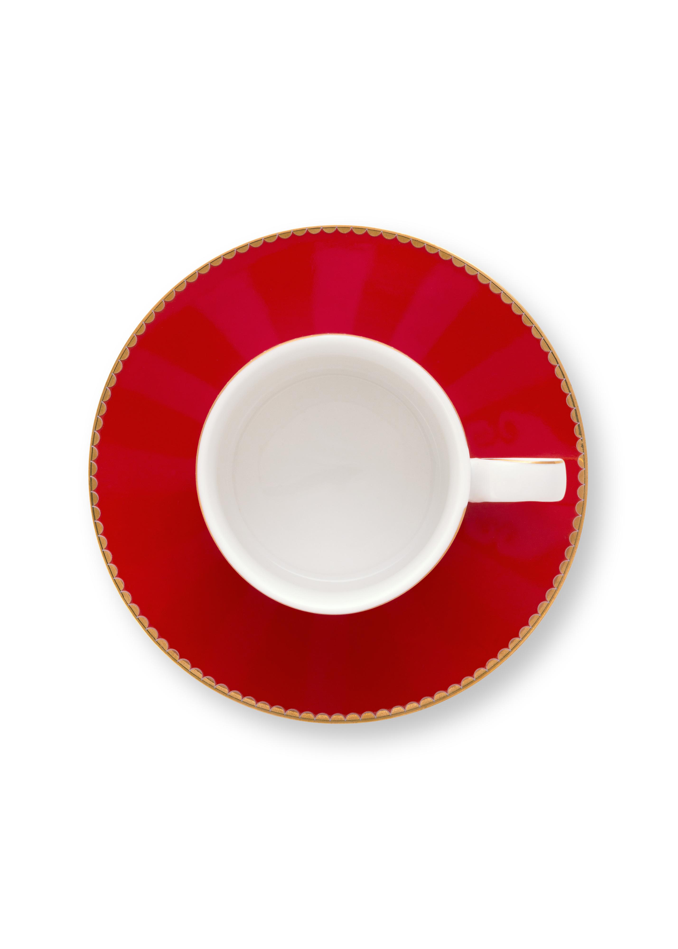 Pip Studio Love Birds sada 2 ks espresso šálků s podšálky 90 ml, červeno-růžová