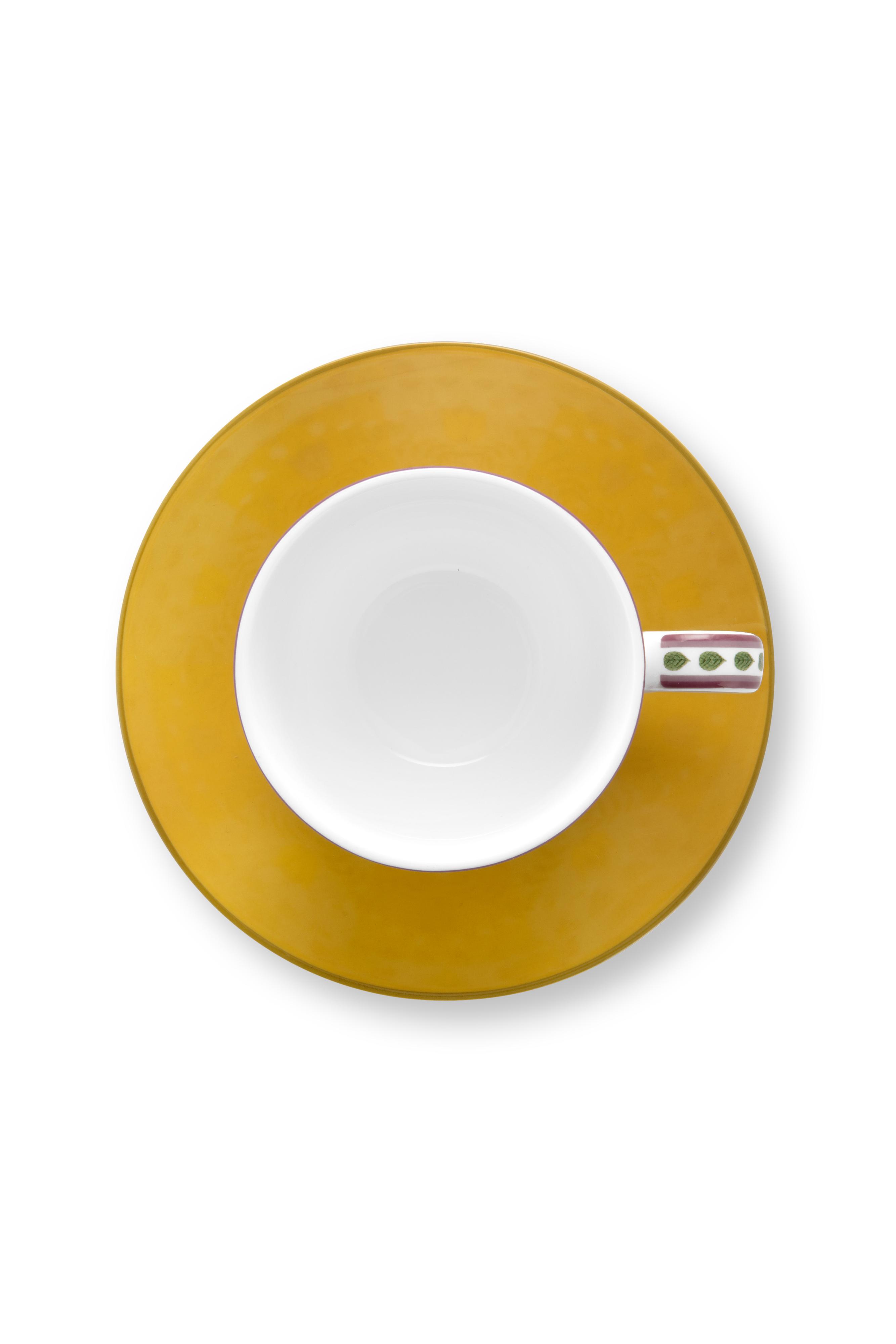 Pip Studio Lily & Lotus sada 2ks espresso šálků s podšálky 100ml, žlutá