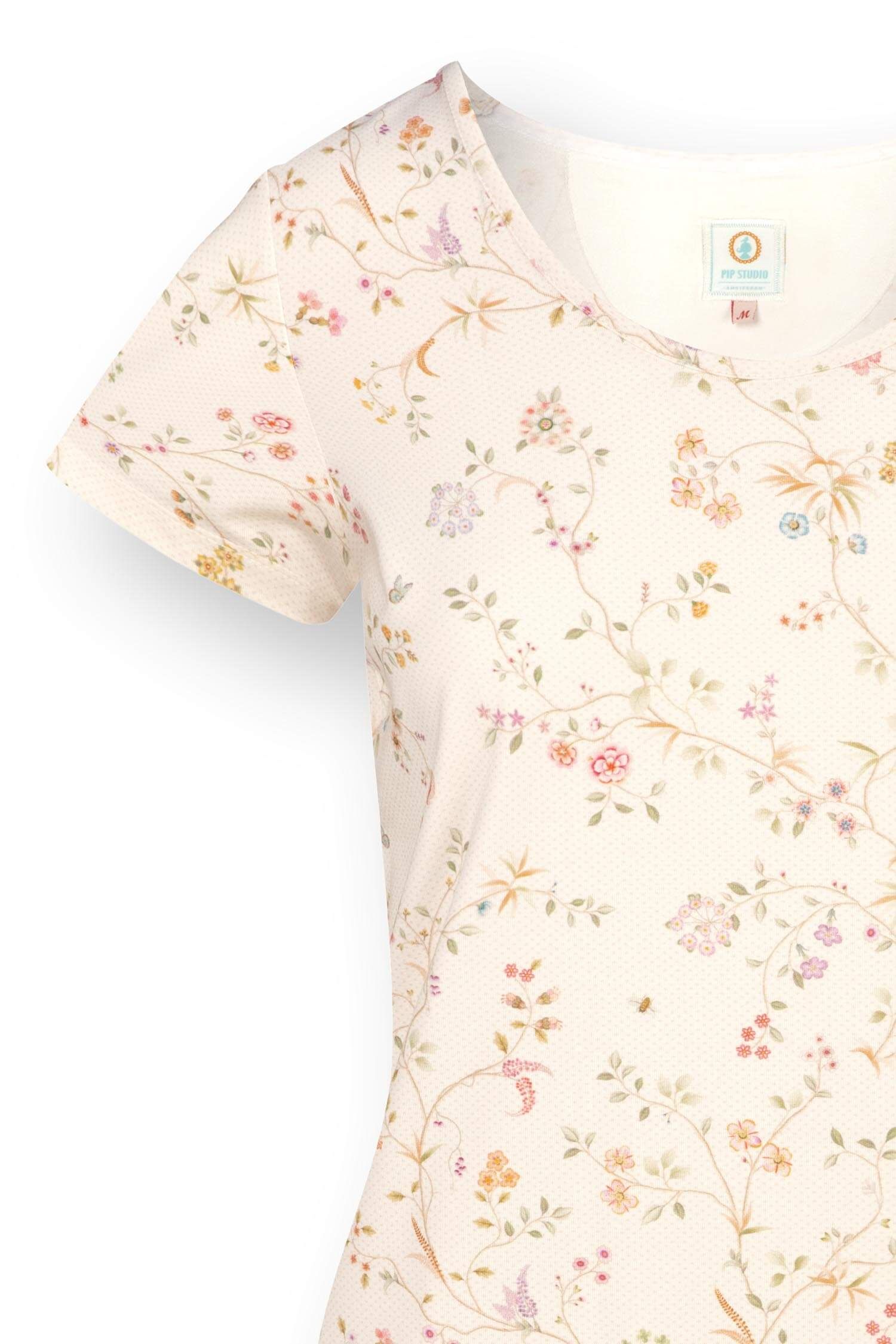 Pip Studio Tilly triko s krátkým rukávem Little Delhi, super premium, bílé