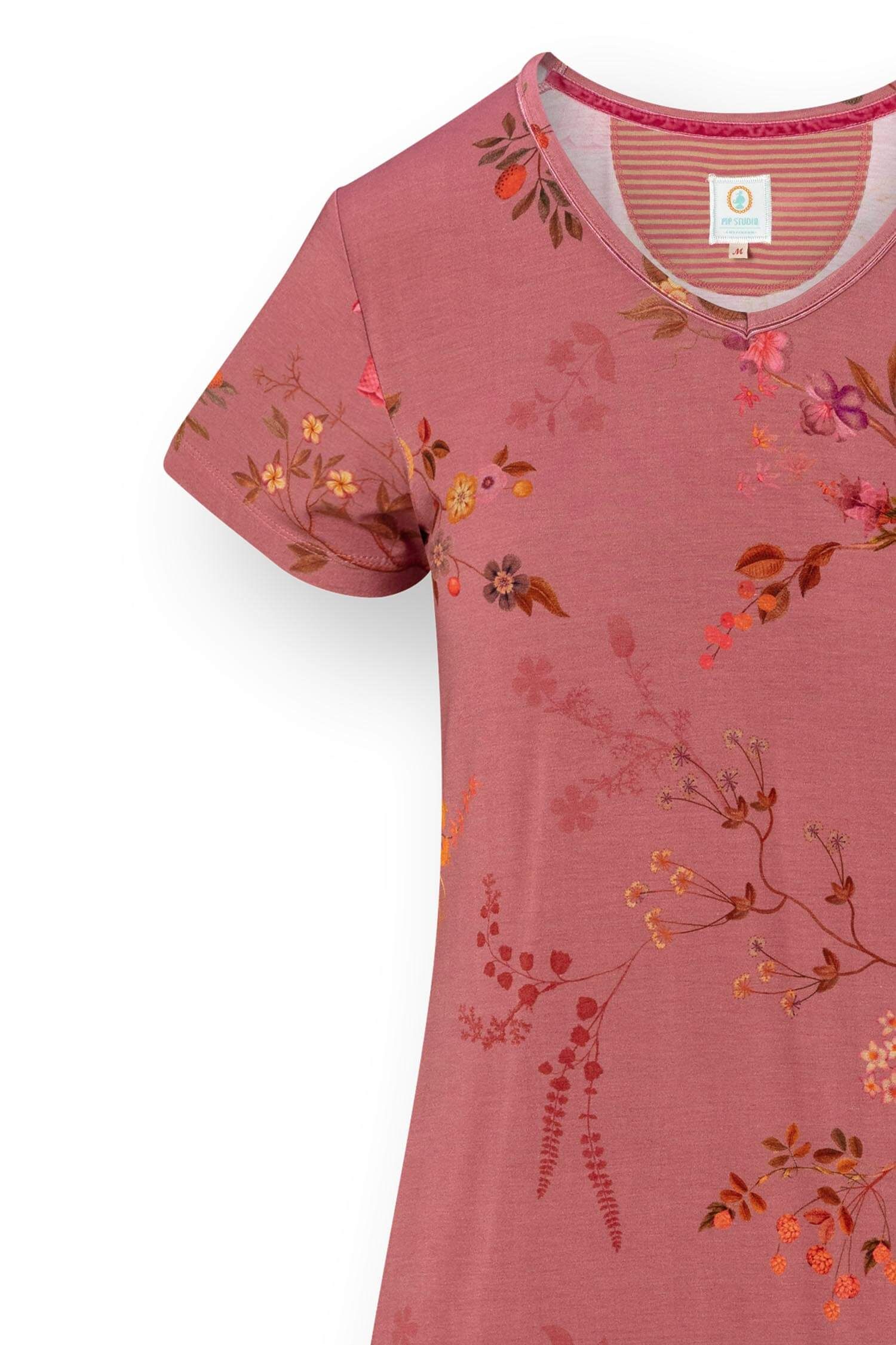 Pip Studio Djoy noční košile Bodhi Flower, tmavě růžová