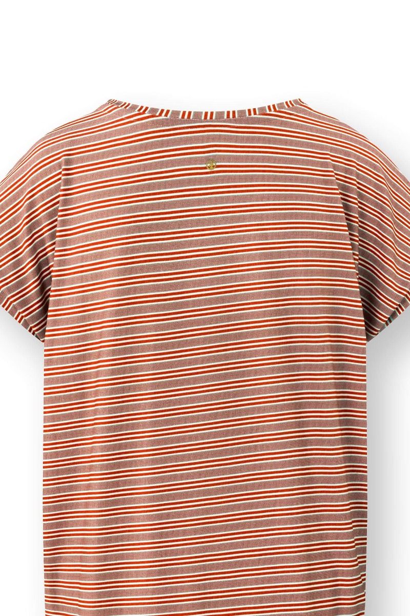 Pip Studio Tatum triko s krátkým rukávem Kente Stripes, růžové