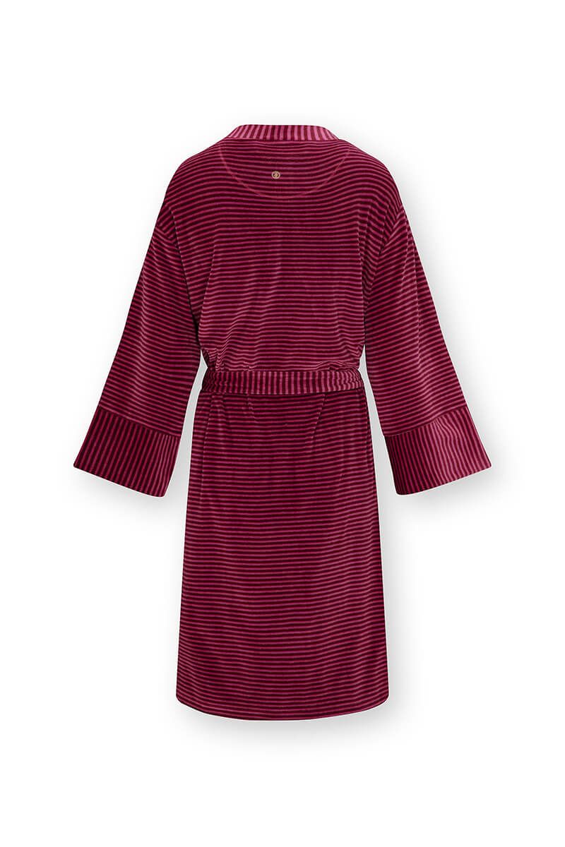 Pip Studio Naomi Kimono Velvet Little Sumo Stripe, červeno-růžové