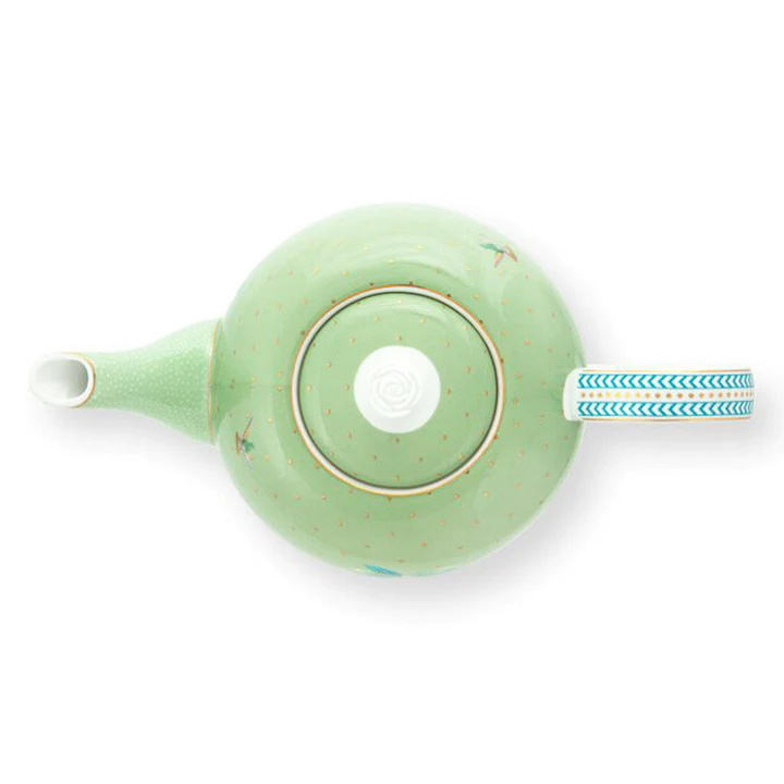 Pip Studio Jolie Flowers malý čajový set 3ks, konvice a hrnky, zelený