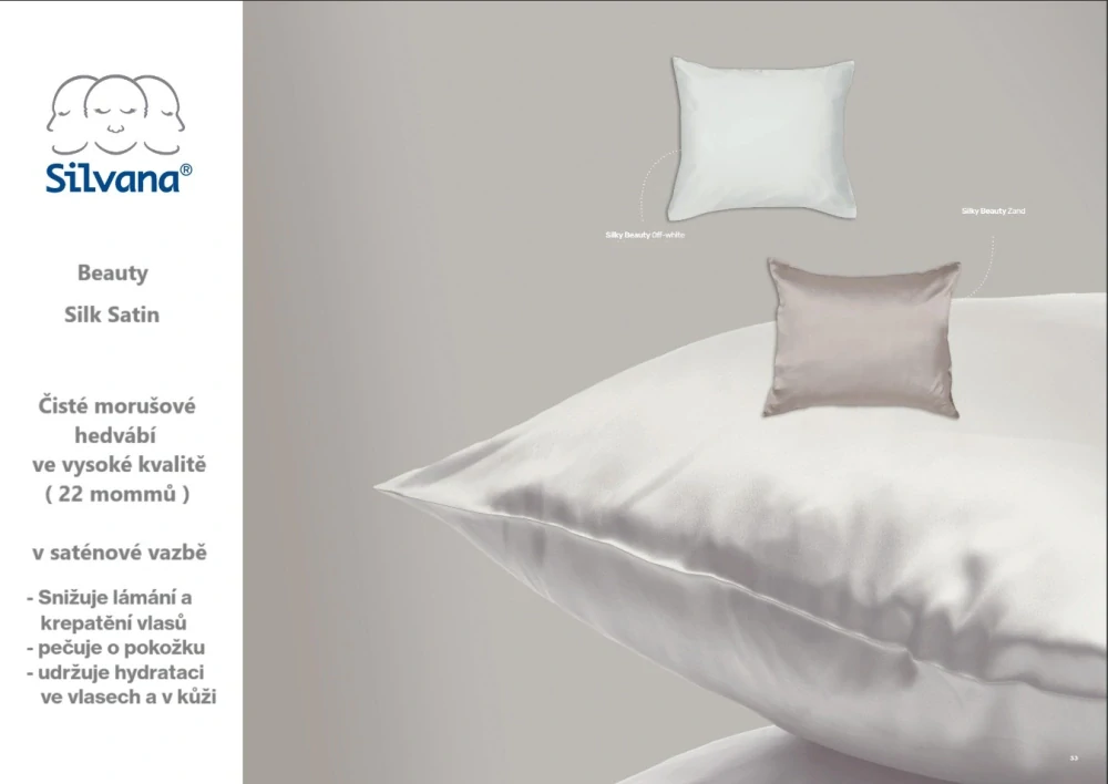 Silvana hedvábný povlak na polštář, 60x70, hedvábí, přírodní bílá
