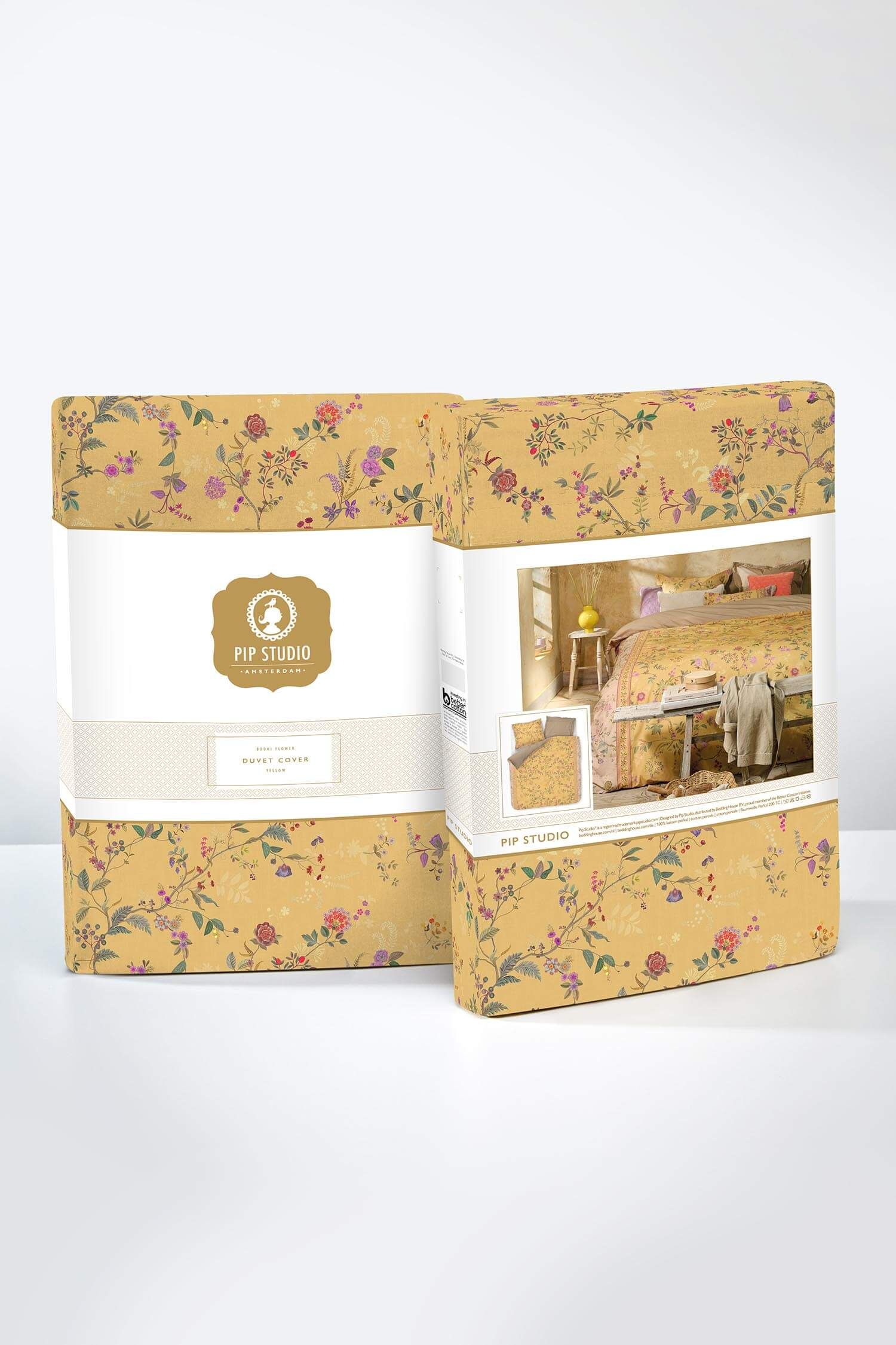 Pip Studio perkálové povlečení Bodhi Flower žluté 140x200 + 70x90 cm