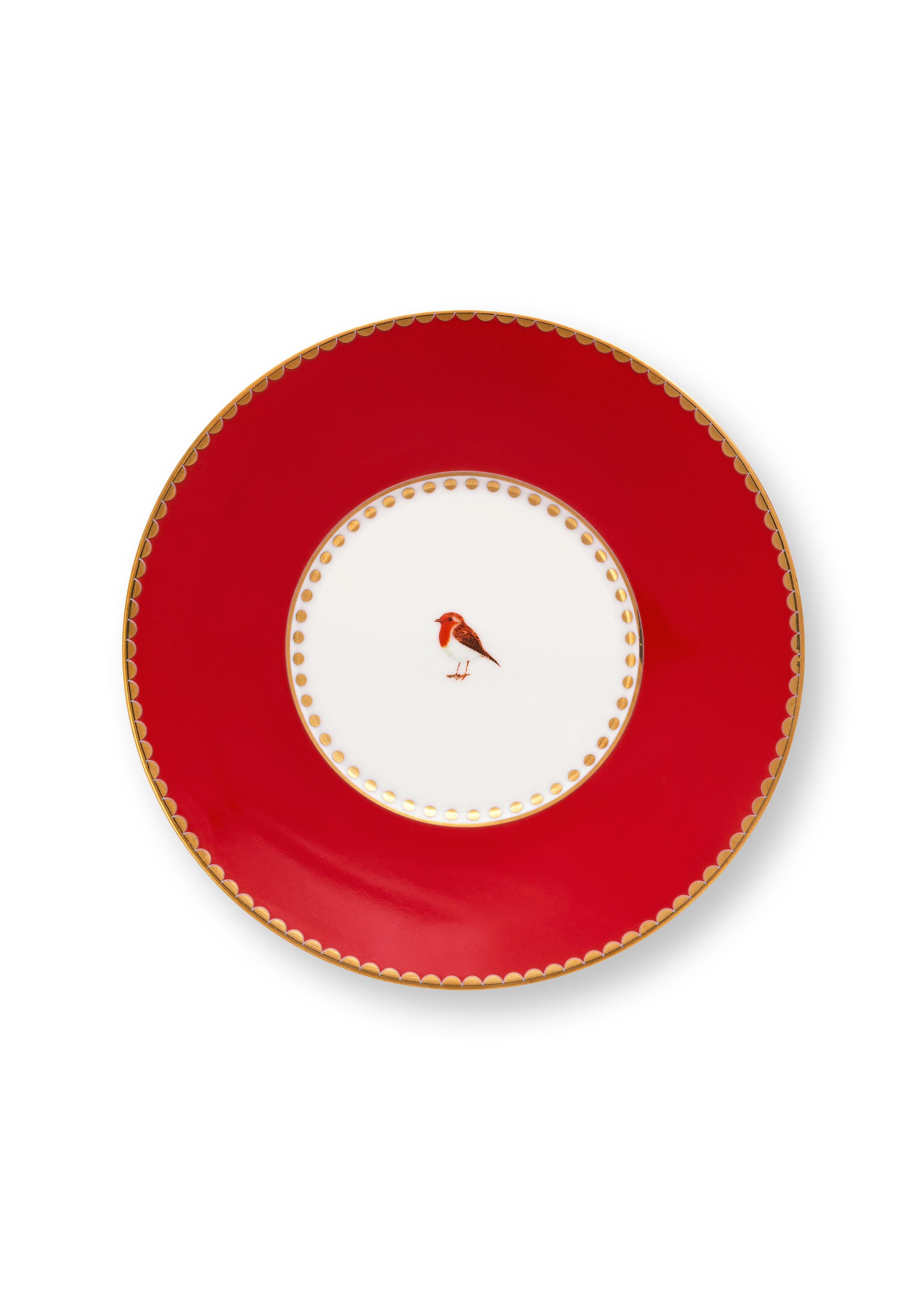 Pip Studio Love Birds sada 2 ks espresso šálků s podšálky 90 ml, červeno-růžová