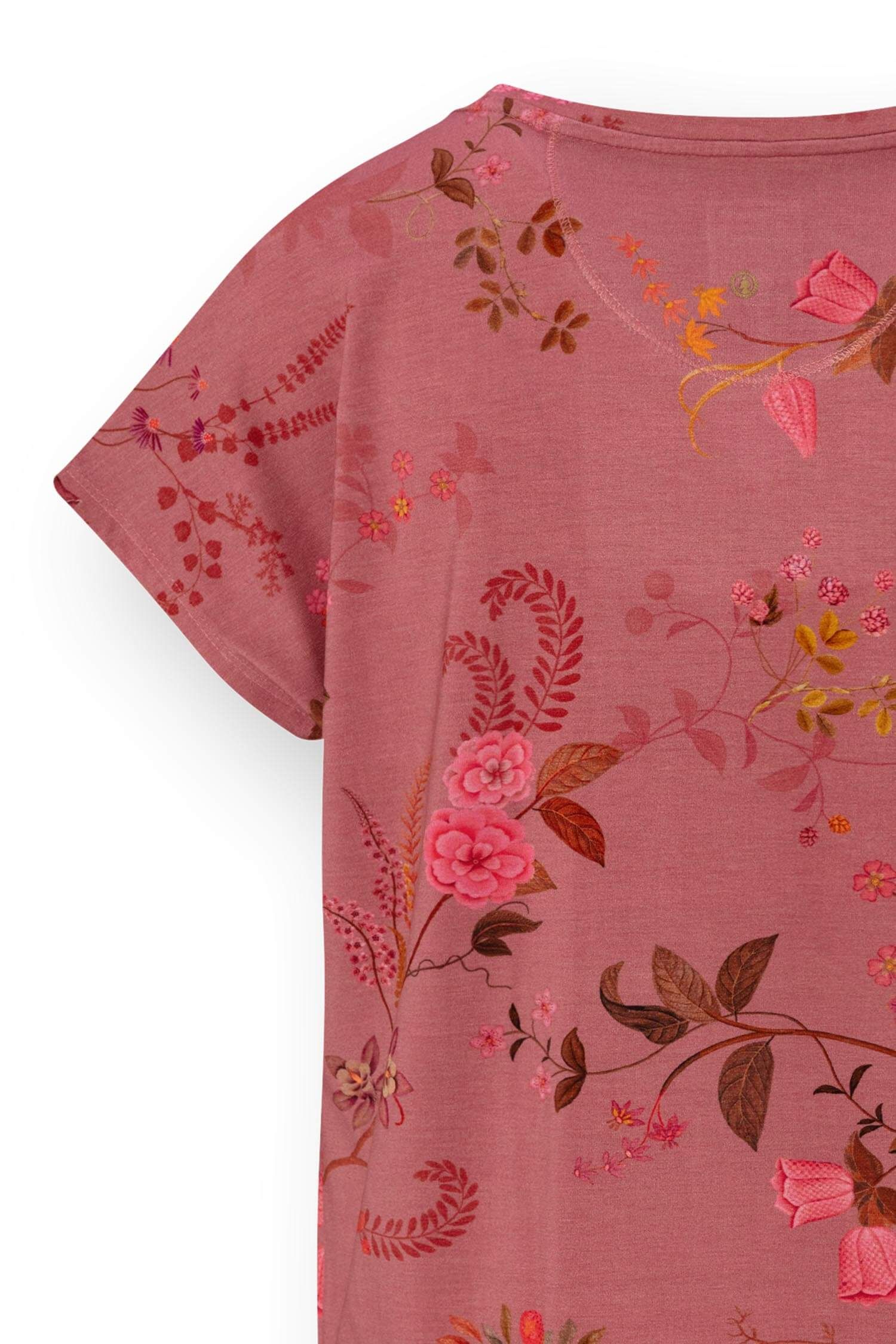 Pip Studio Tatum triko s krátkým rukávem Bodhi Flower, tmavě růžové