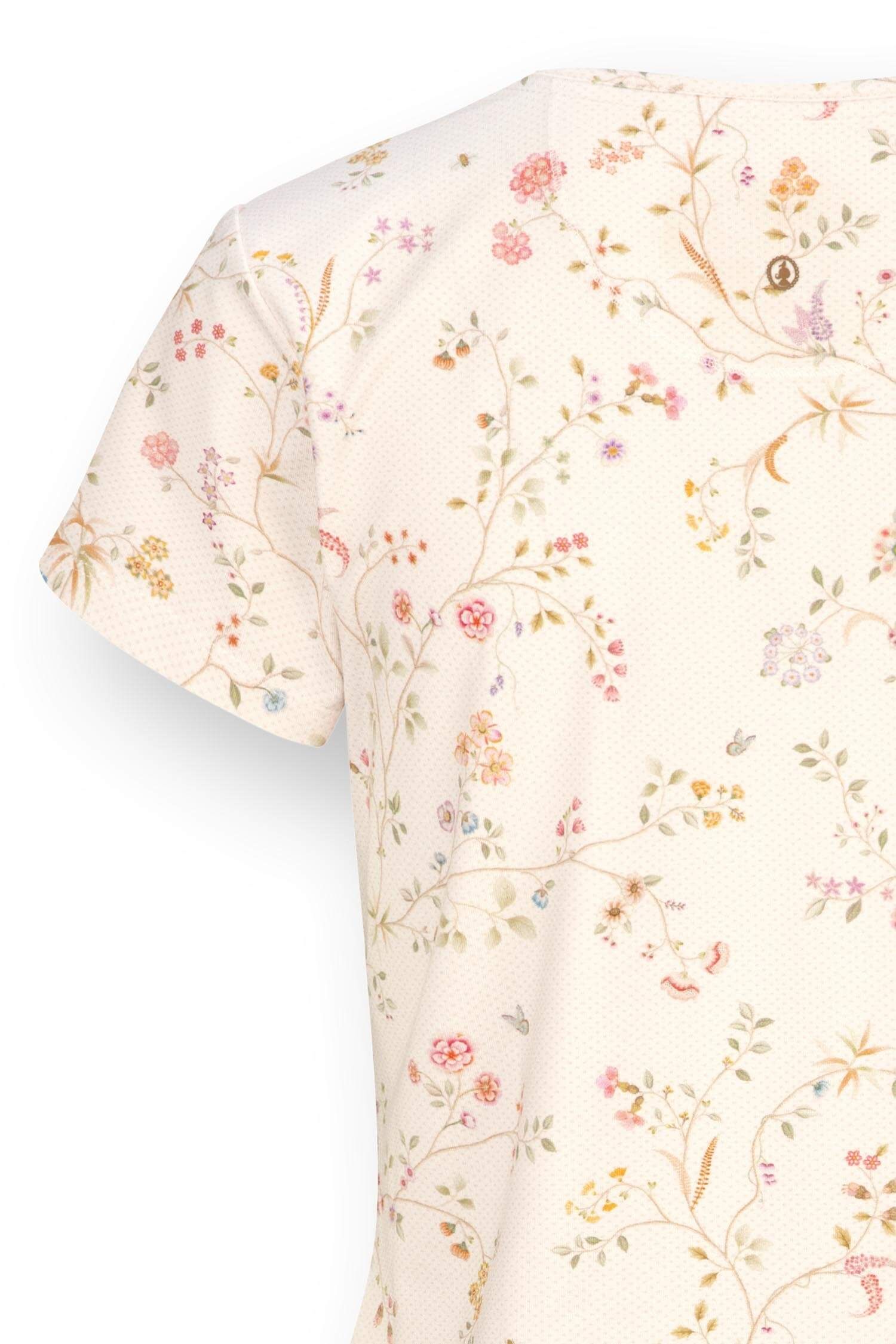 Pip Studio Tilly triko s krátkým rukávem Little Delhi, super premium, bílé