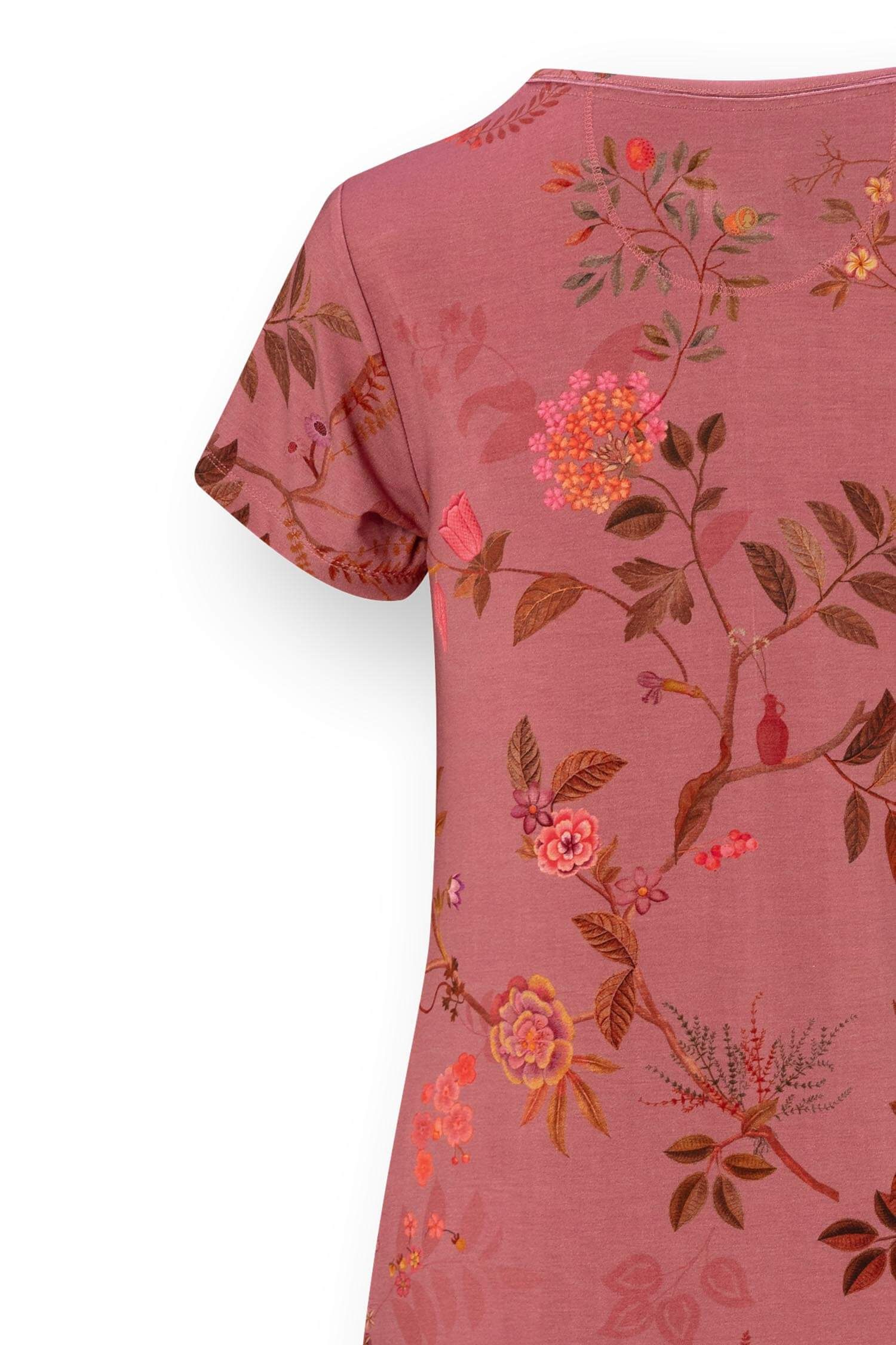 Pip Studio Djoy noční košile Bodhi Flower, tmavě růžová