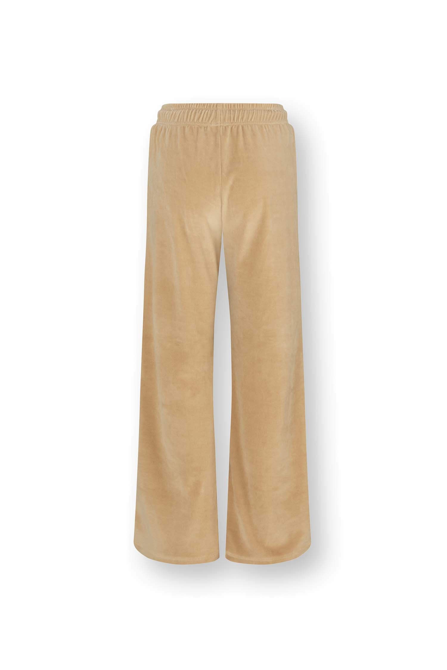 Pip Studio Britta dlouhé kalhoty Velvet, béžové