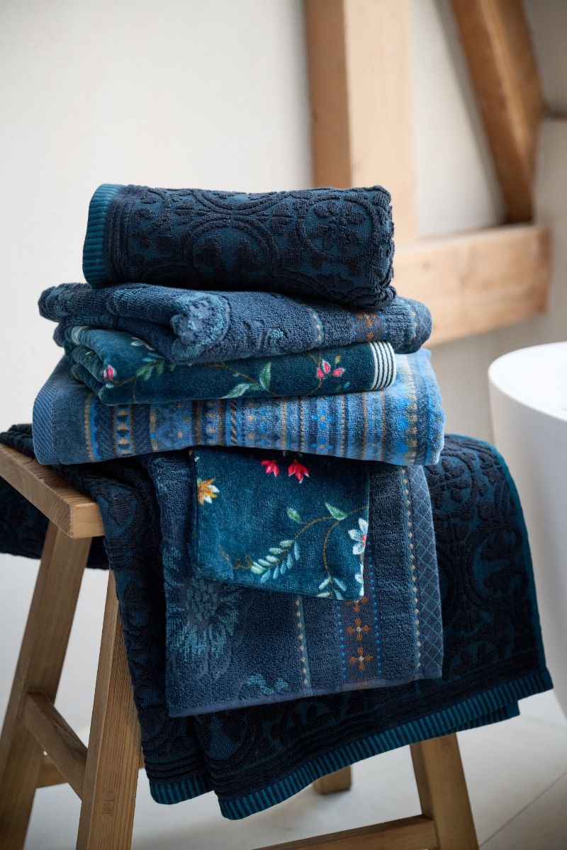 Pip Studio ručníky z bavlněného froté Jasmine Jacquard, tmavě modré